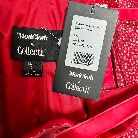 ModCloth Collectif Haute Holiday Party Swing Dress Size 6 Pink Tulle Glitter NEW - Picture 13 of 13